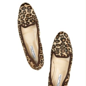 Oscar de la Renta Barbara Leopard Calf Hair Flats